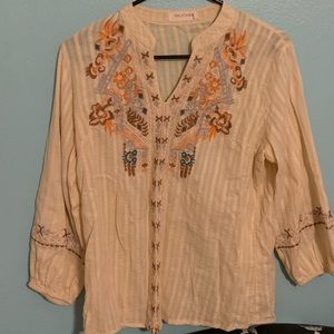 Solitaire cream embroidered shirt